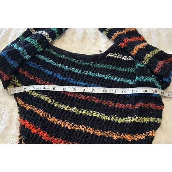 Women's Striped Wrap Stretch See-Through Sweater Cotton Blend Size M/32" Chest - Picture 6 of 12